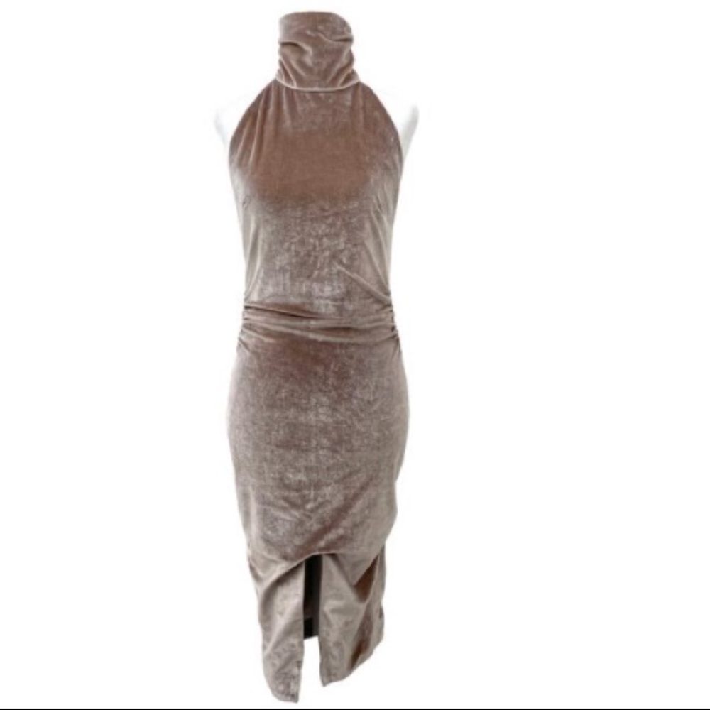 House of CB Velvet Turtleneck Midi Dress